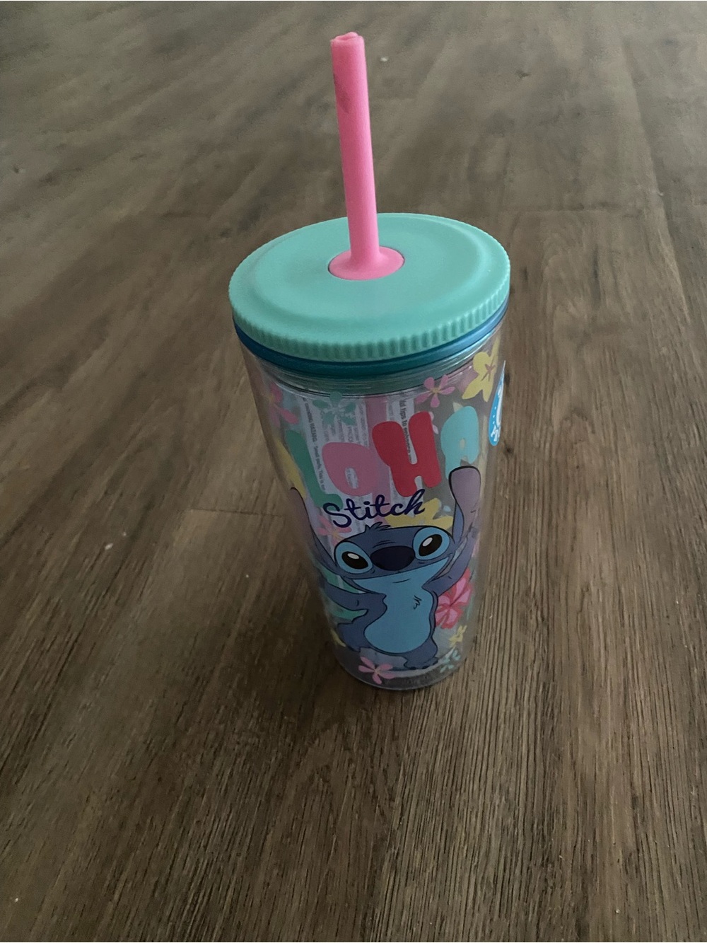 Disney Stitch Mint Lid Pink Straw Character Tumbler